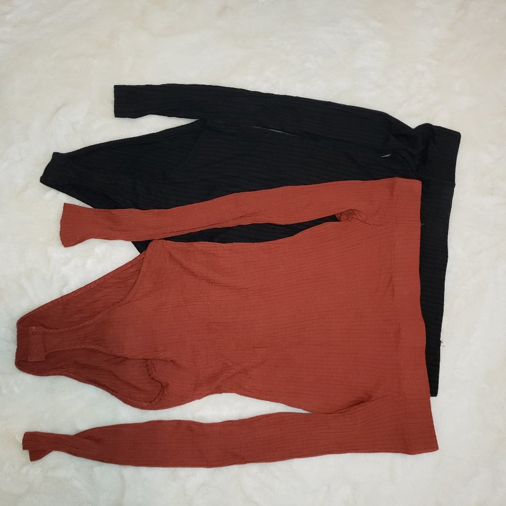 2 off the shoulder bodysuits